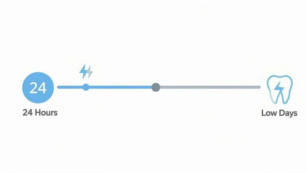 showing pain levels after root canal treatment over time.